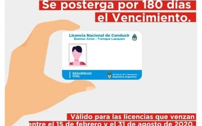 LICENCIAS DE CONDUCIR: PROVINCIA PRORROGÓ POR OTROS 180 DÍAS LOS VENCIMIENTOS QUE OPEREN ENTRE EL 15 DE FEBRERO Y EL 31 DE AGOSTO