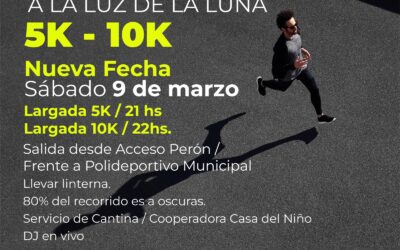 POR EL ESTADO DEL RECORRIDO ELEGIDO PARA LA PRUEBA COMO CONSECUENCIA DE LAS LLUVIAS, EL MARATÓN A LA LUZ DE LA LUNA SE POSTERGA PARA EL SÁBADO 9 DE MARZO