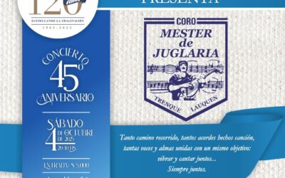 CONCIERTO DEL CORO MESTER DE JUGLARÍA POR SU 45º ANIVERSARIO, ESTE SÁBADO (4) EN LA BIBLIOTECA RIVADAVIA
