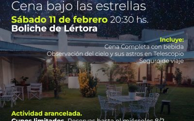 “NOCHE DE ENAMORASTROS”, CENA BAJO LAS ESTRELLAS: UNA PROPUESTA DE LA OFICINA DE PROMOCIÓN TURÍSTICA Y ASTROTURISMO ORIÓN PARA EL SÁBADO 11 DE FEBRERO