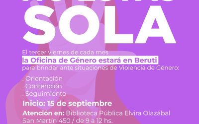 LA OFICINA DE GÉNERO ATENDERÁ EN BERUTI EL TERCER VIERNES DE CADA MES: DARÁ ORIENTACIÓN Y CONTENCIÓN ANTE SITUACIONES DE VIOLENCIA