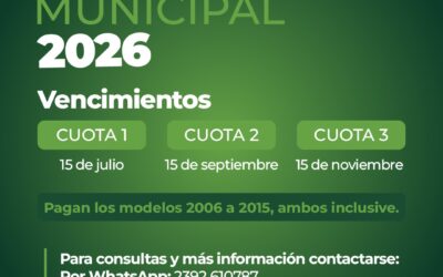 SEGUIRÁN SIENDO TRES CUOTAS EN EL AÑO PARA LA PATENTE AUTOMOTOR DE VEHÍCULOS MUNICIPALIZADOS: LA PRIMERA VENCE EL 15 DE JULIO