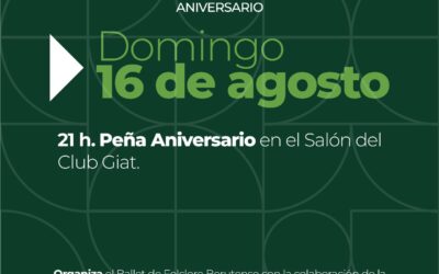 136° ANIVERSARIO DE BERUTI: PEÑA ANIVERSARIO, ESTE DOMINGO (16) EN EL SALÓN DEL CLUB GIAT