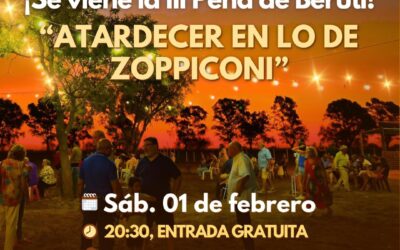 BERUTI: TERCERA PEÑA “ATARDECER EN LO DE ZOPPICONI”, ESTE SÁBADO CON UNA VARIEDAD DE ARTISTAS