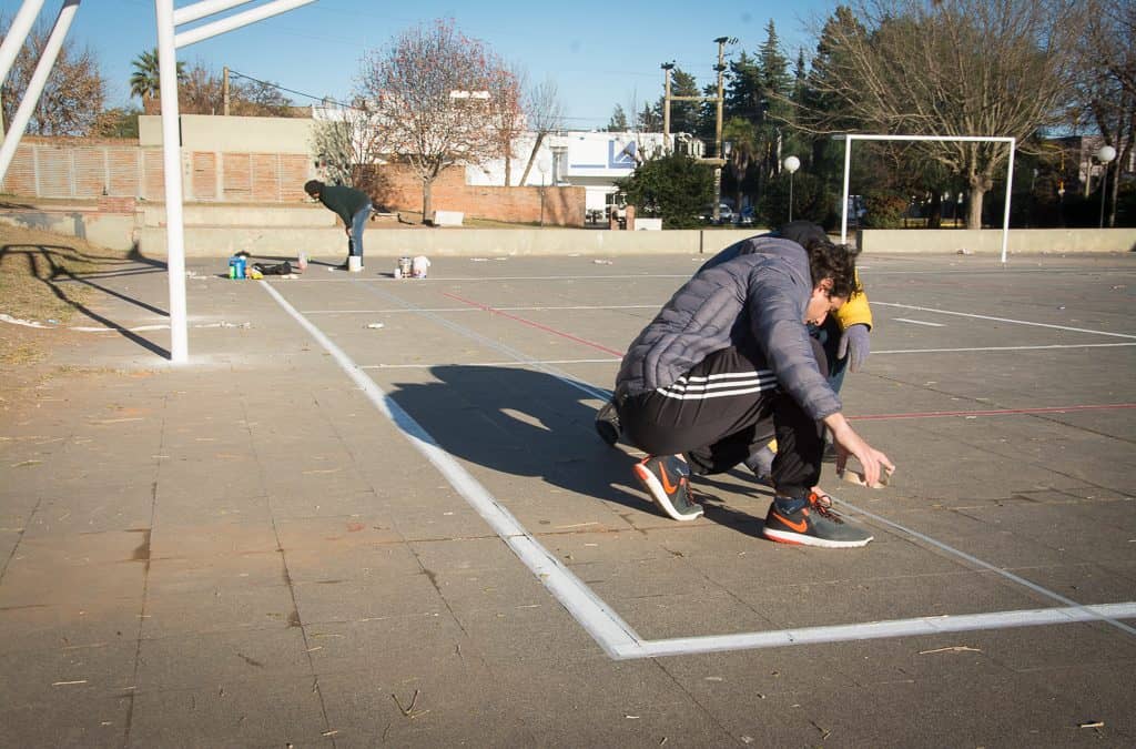 Reinauguración del playón de las escuelas Nacional y Comercial