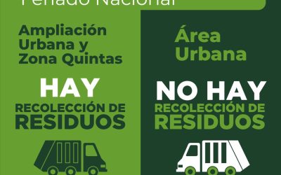 EL FERIADO DEL PRÓXIMO JUEVES HABRÁ RECOLECCIÓN DE RESIDUOS EN LA AU Y ZONA QUINTAS, PERO NO SE PRESTARÁ EL SERVICIO EN ÁREA URBANA