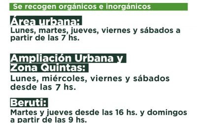 EL SERVICIO DE RECOLECCIÓN DE RESIDUOS EN LA AMPLIACIÓN URBANA Y ZONA DE QUINTAS AHORA TAMBIÉN AGREGA LOS SÁBADOS