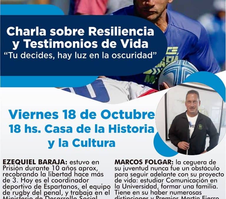 CHARLA SOBRE RESILIENCIA Y TESTIMONIOS DE VIDA, EL VIERNES EN LA CASA DE LA HISTORIA Y LA CULTURA