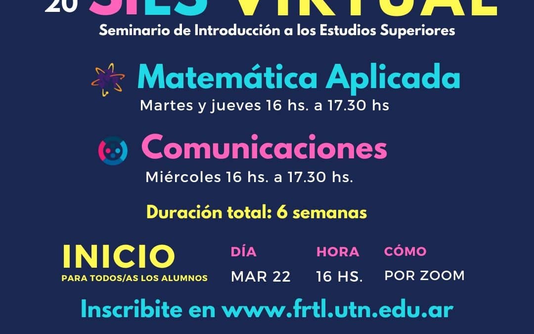 SIES VIRTUAL: ESTUDIANTES DEL ÚLTIMO AÑO DEL SECUNDARIO PUEDEN ANOTARSE PARA CURSAR MATEMÁTICA APLICADA Y/O COMUNICACIONES