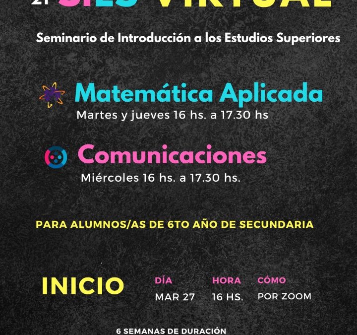 SIES 2021: ESTÁ ABIERTA LA INSCRIPCIÓN PARA ESTUDIANTES DEL ÚLTIMO AÑO DEL SECUNDARIO