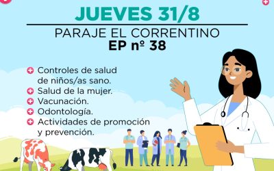 SALUD RURAL: EQUIPOS DE SALUD Y EDUCACIÓN DEL DISTRITO ESTARÁN PASADO MAÑANA (JUEVES) EN EL PARAJE “EL CORRENTINO”