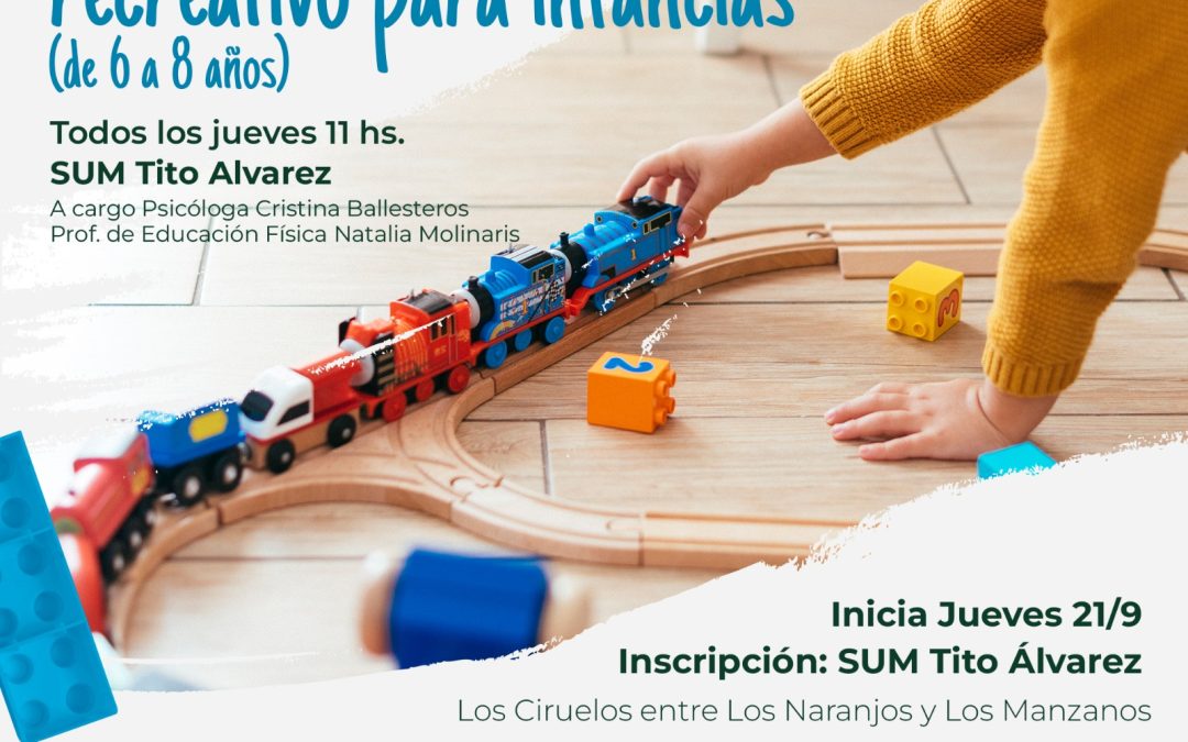 TALLER LÚDICO RECREATIVO PARA NIÑOS/AS DE 6 A 8 AÑOS, DESDE MAÑANA (JUEVES) EN EL SUM TITO ÁLVAREZ