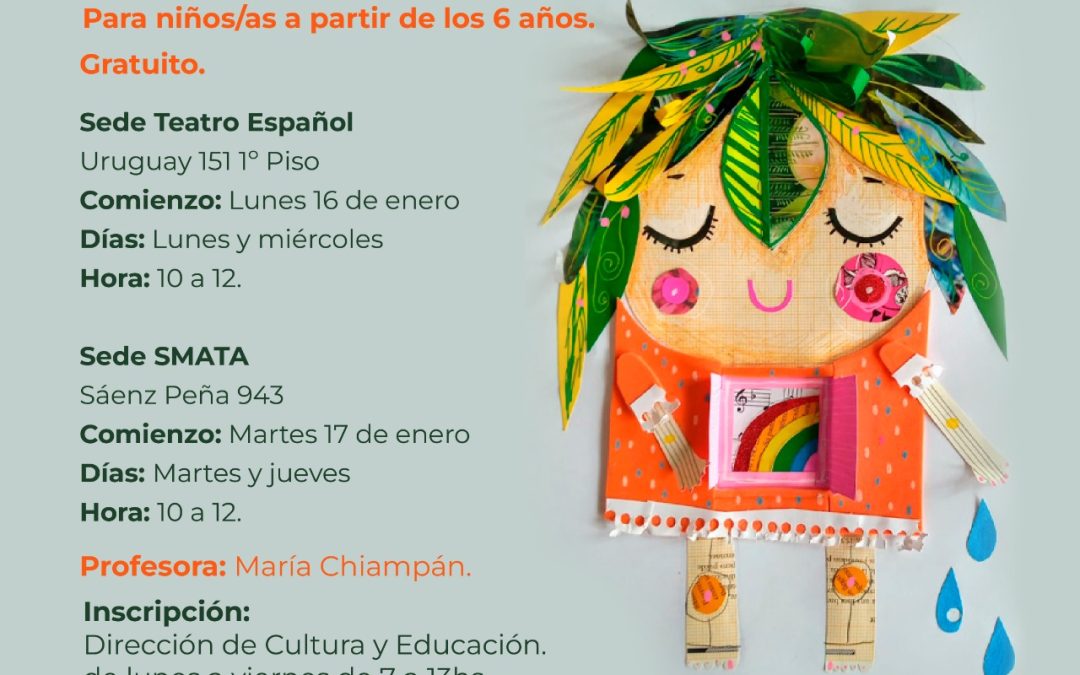 SUMA OTRA SEDE EL TALLER DE ARTE PARA NIÑOS/AS A DESDE LOS SEIS AÑOS QUE DICTA LA PROFESORA MARÍA CHIAMPAN