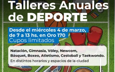 DESDE ESTE MIÉRCOLES (4) ABRE LA INSCRIPCIÓN A LOS TALLERES ANUALES DE DEPORTE