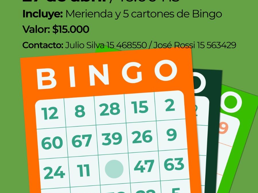 TÉ BINGO A BENEFICIO DE LA COOPERADORA DE CASA DEL NIÑO, EL DOMINGO 27 DE ABRIL