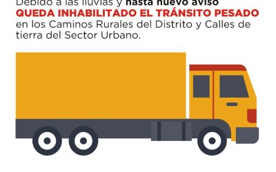 HASTA NUEVO AVISO QUEDAN INHABILITADOS AL TRÁNSITO PESADO LOS CAMINOS RURALES Y DE TIERRA URBANOS DEL DISTRITO
