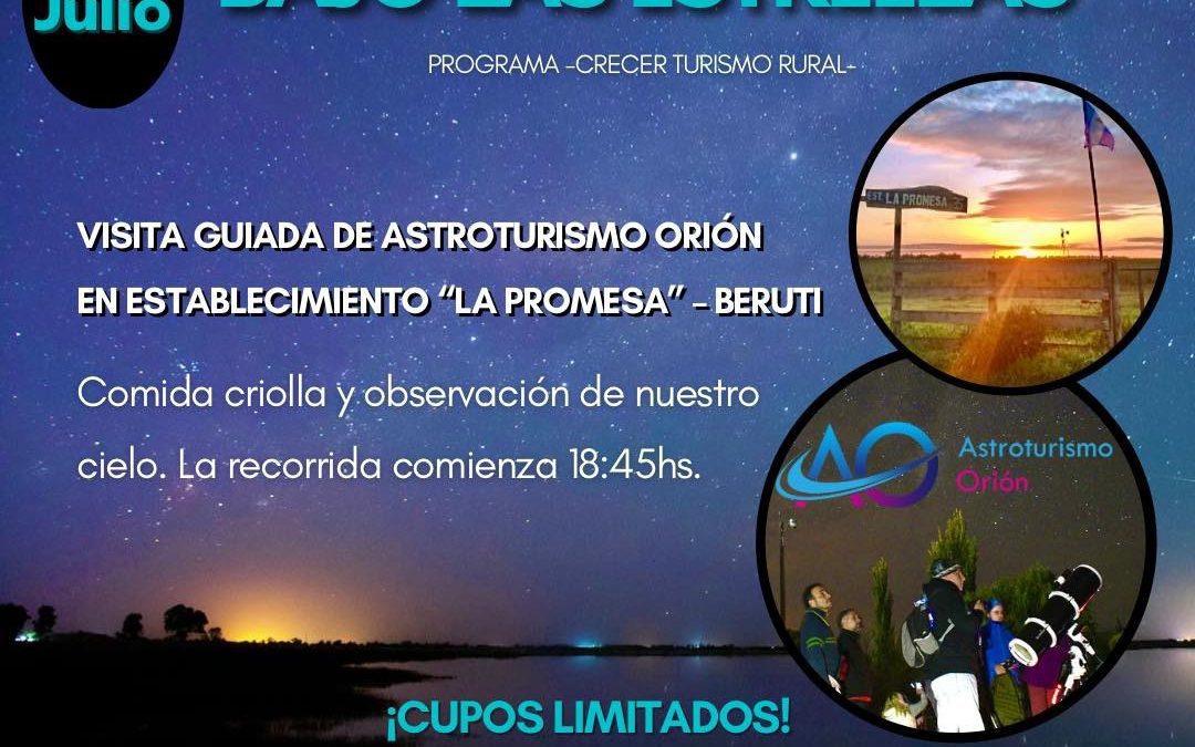 “TURISMO RURAL BAJO LAS ESTRELLAS”, UNA ACTIVIDAD PARA COMPARTIR CONOCIMIENTOS Y TAMBIÉN UNA CENA CRIOLLA
