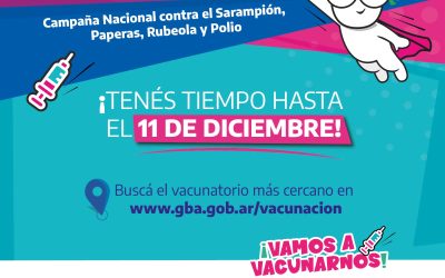 SE EXTIENDE HASTA EL 11 DE DICIEMBRE LA CAMPAÑA DE VACUNACIÓN CONTRA EL SARAMPIÓN, RUBEÓLA, PAPERAS Y POLIOMIELITIS EN NIÑOS/AS DE ENTRE 1 Y 4 AÑOS