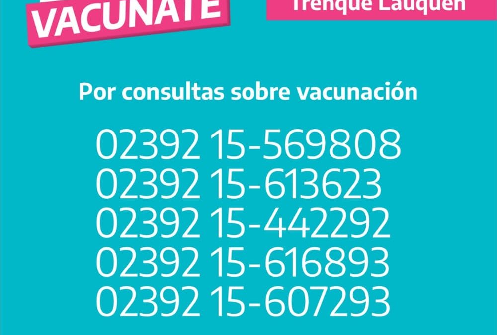 PROVINCIA DETERMINÓ QUE SE VACUNARÁ A LOS MAYORES DE 60 AÑOS QUE HAYAN PERDIDO EL TURNO, PERO A NIVEL LOCAL SE SOLICITA A LOS VECINOS REPROGRAMARLO POR TELÉFONO