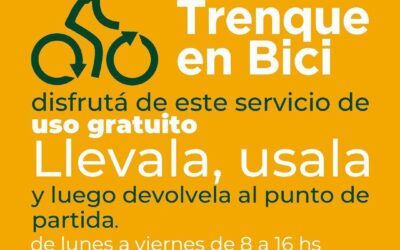 “VIVÍ TRENQUE EN BICI”, UN SERVICIO GRATUITO PARA MOVERSE POR LA CIUDAD QUE FUNCIONA DE LUNES A VIERNES DE 8 A 16