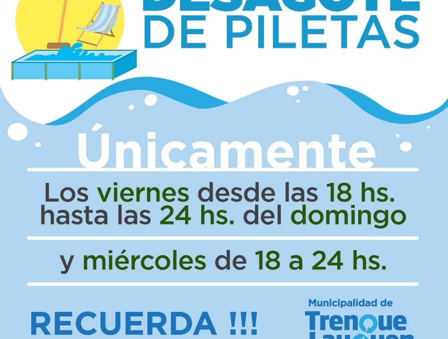 DIAS Y HORARIOS PARA DESAGOTAR LAS PILETAS DE NATACION