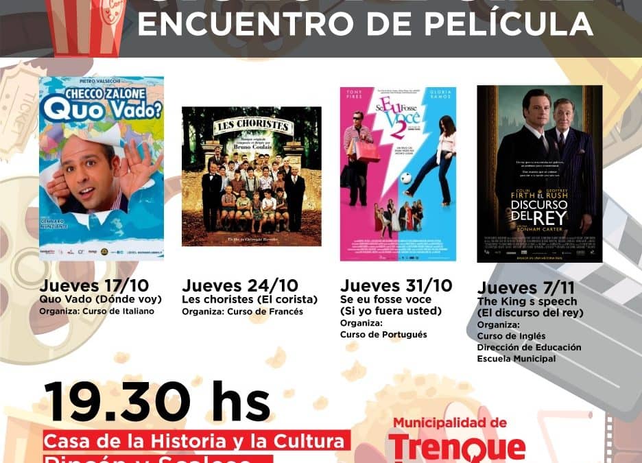 LA ESCUELA MUNICIPAL ANUNCIA EL CICLO DE CINE “ENCUENTRO DE PELÍCULA”, CON FILMES ELEGIDOS POR LOS CURSOS DE IDIOMAS