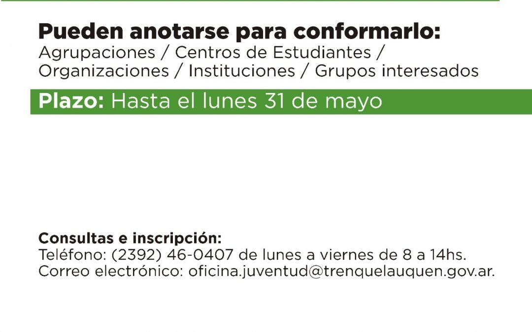 CONVOCAN A AGRUPACIONES, CENTROS DE ESTUDIANTES, ORGANIZACIONES E INSTITUCIONES PARA CONFORMAR EL CONSEJO DE JUVENTUDES