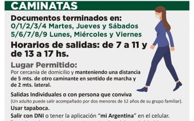 SALIDAS RECREATIVAS: DESDE MAÑANA (MIÉRCOLES) SE AMPLÍAN DÍAS Y HORARIOS Y MODALIDAD PARA SALIR CON ACOMPAÑANTE