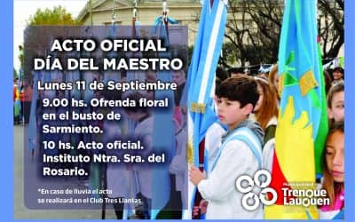 El acto por el Día del Maestro será en el Instituto Nuestra Señora del Rosario