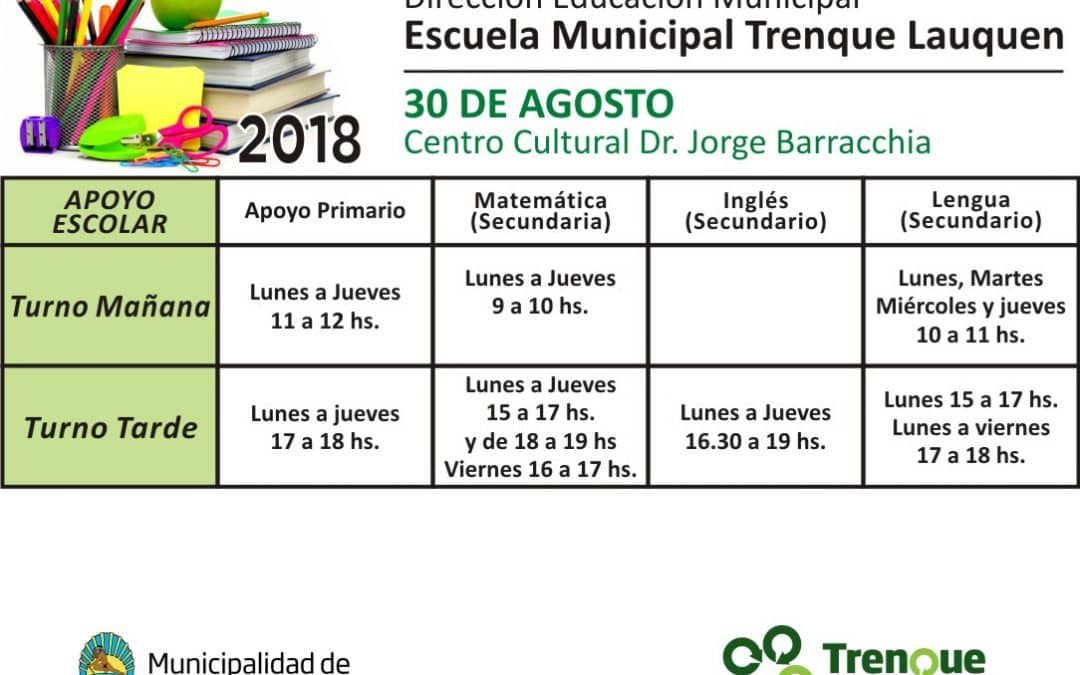 Clases de apoyo escolar en la Escuela Municipal de 30 de Agosto