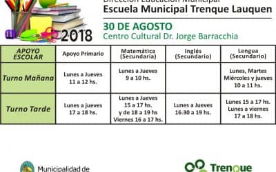 Clases de apoyo escolar en la Escuela Municipal de 30 de Agosto