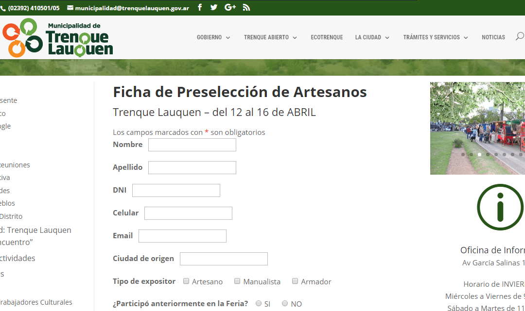 Está abierto el registro de artesanos para la Feria aniversario de la ciudad