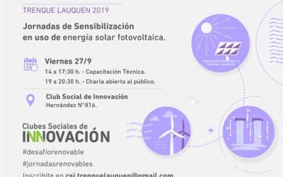 EL CLUB SOCIAL DE INNOVACIÓN OFRECERÁ UNA CHARLA Y UNA CAPACITACIÓN SOBRE ENERGÍA SOLAR FOTOVOLTAICA