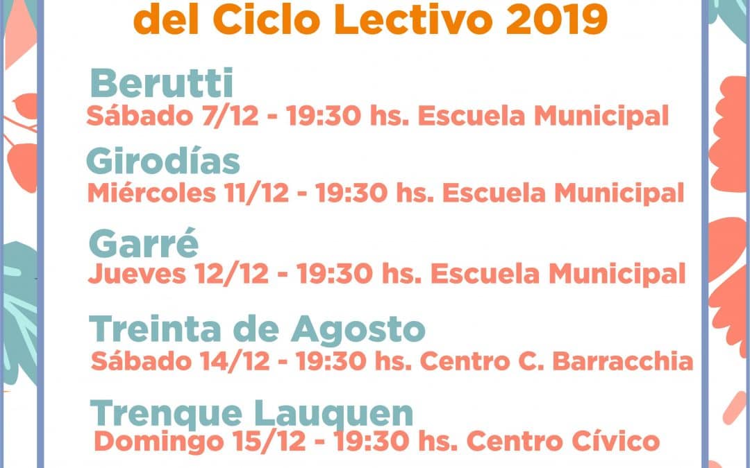 LA ESCUELA MUNICIPAL DE GIRODIAS LE  PONE HOY (MIÉRCOLES) PUNTO FINAL AL CICLO 2019 CON EL ACTO OFICIAL Y UNA MUESTRA