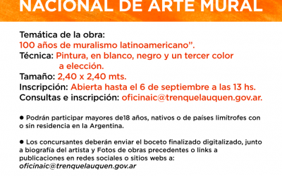 EL PRÓXIMO VIERNES VENCE EL PLAZO PARA CONCURSAR POR LA PARTICIPACIÓN EN EL “III ENCUENTRO NACIONAL DE ARTE MURAL”