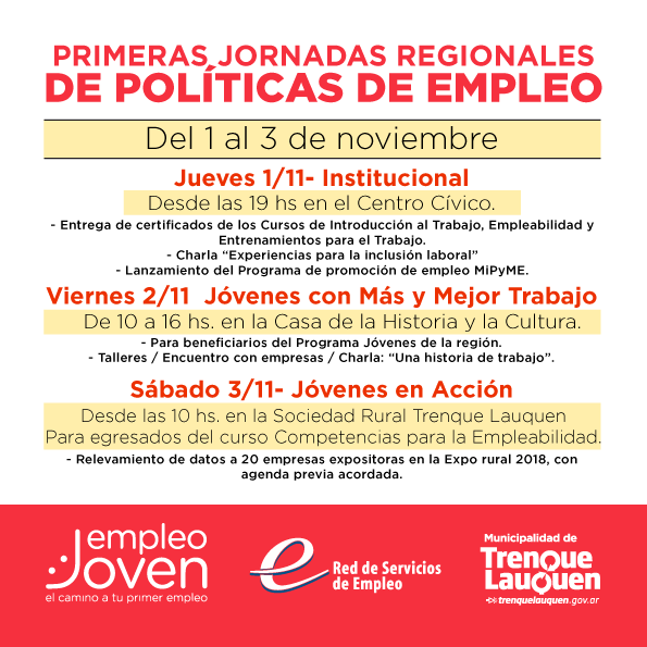 TRENQUE LAUQUEN SERA SEDE LAS PRIMERAS JORNADAS REGIONALES DE POLITICAS DE EMPLEO Y EL MUNICIPIO LANZARA EL PROGRAMA MI PYME