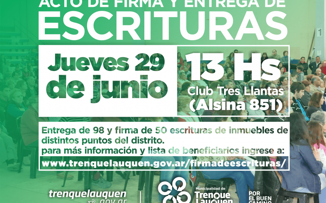 Mañana (jueves) será el acto de firma y entrega de escrituras