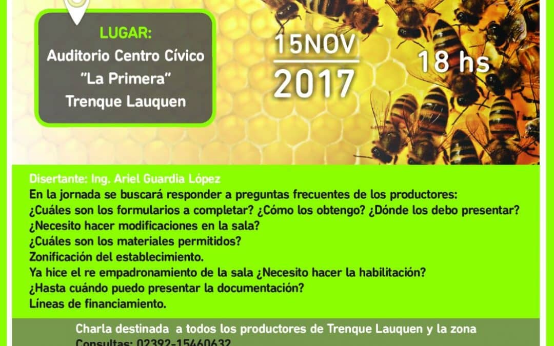 Este miércoles será la charla «Habilitación de salas de extracción de miel»