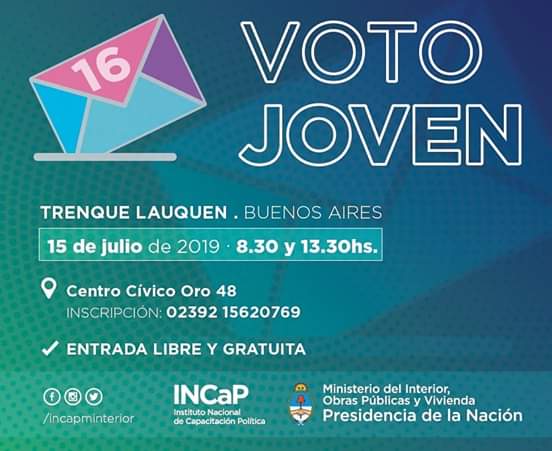 VOTO JOVEN: EL LUNES (15) SE REALIZARÁN DOS CHARLAS INFORMATIVAS EN EL CENTRO CÍVICO “LA PRIMERA”