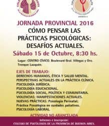 Jornada provincial «Cómo pensar las prácticas psicológicas»