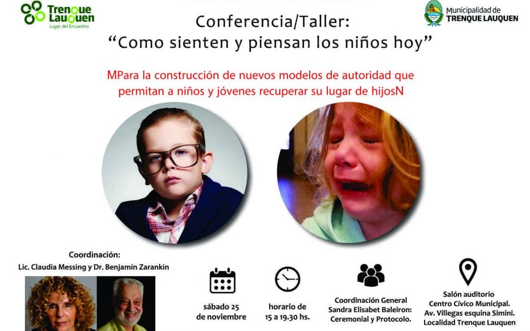 Se realizará la charla «Como sienten y piensan los niños hoy»