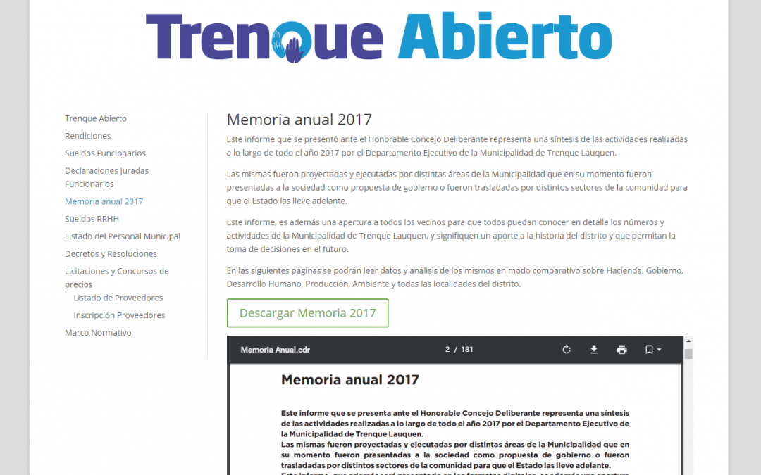 LA MEMORIA ANUAL DEL MUNICIPIO ESTÁ DISPONIBLE EN LA PÁGINA WEB
