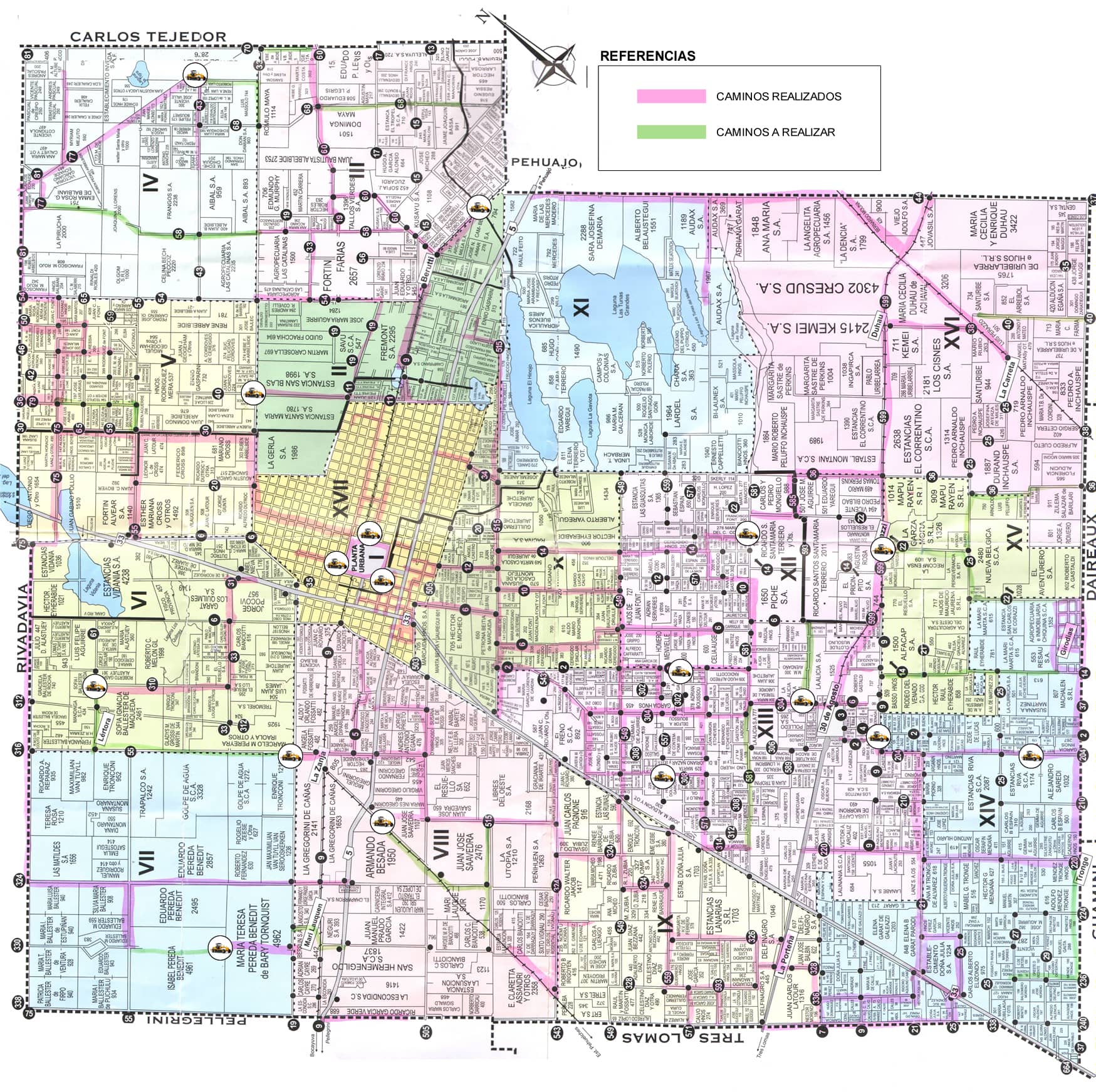 Trabajos en caminos rurales y urbanos