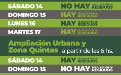 HABRÁ RECOLECCIÓN DE RESIDUOS DOMICILIARIA NORMAL Y HABITUAL TODOS LOS DÍAS DEL FERIADO LARGO DE CARNAVAL