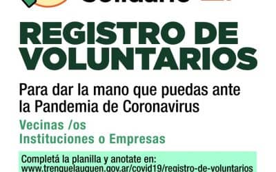 REGISTRO DE VOLUNTARIOS: YA SE INSCRIBIERON 406 PERSONAS Y 46 INSTITUCIONES