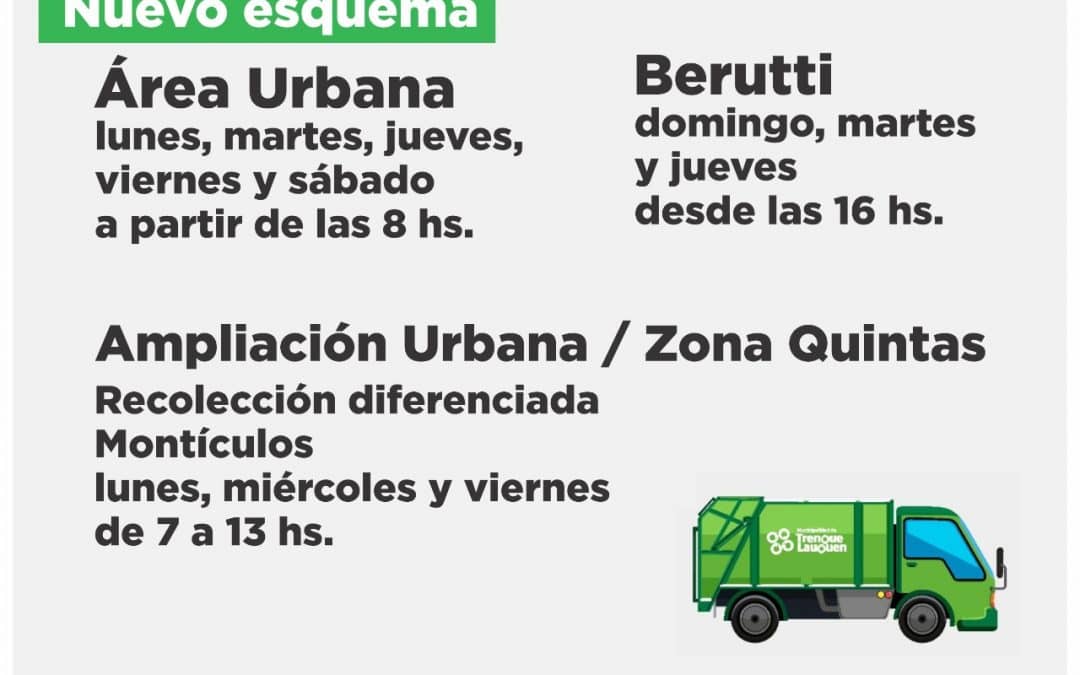 SUMA UN QUINTO DÍA LA RECOLECCIÓN RESIDUOS EN ÁREA URBANA: SE HARÁ LUNES, MARTES, JUEVES, VIERNES Y SÁBADO