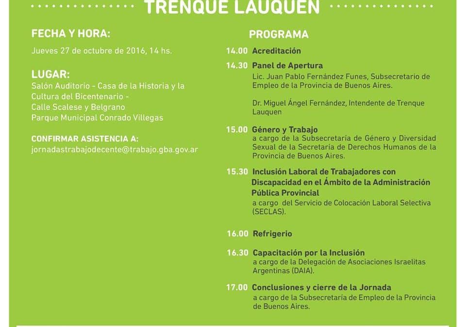 Se realizará una jornada de sensibilización sobre Trabajo Decente