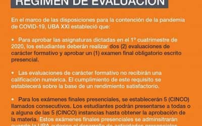 UBA XXI: CAMBIOS EN EL RÉGIMEN DE EVALUACIÓN PARA EL PRIMER CUATRIMESTRE